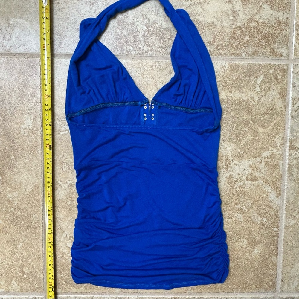 VENUS Cobalt Blue Halter Tank with Silver Hook Accents - Picture 6 of 7